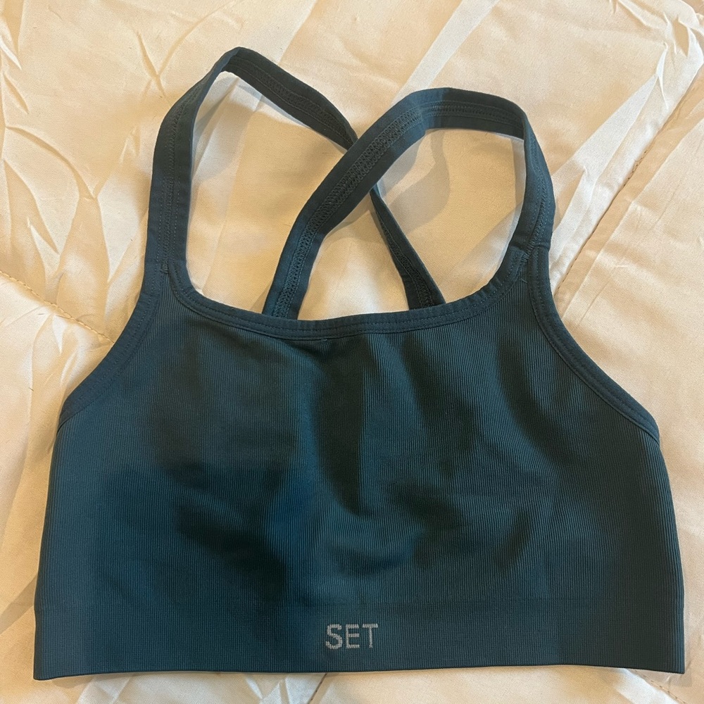 Set active teal box X bra, only worn twice
